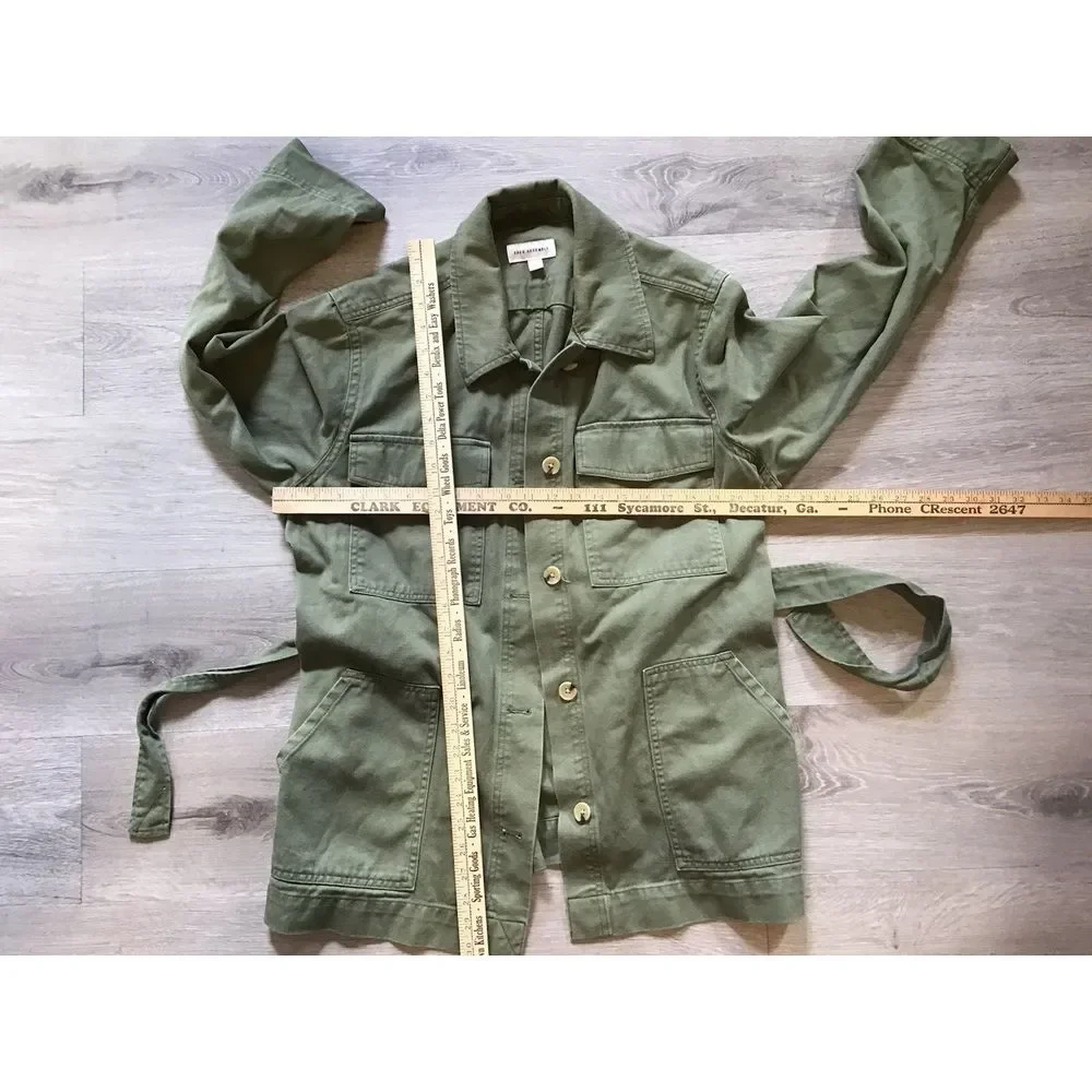 Free Assembly‎ Women's Button Front Belted Utility Jacket Olive Green Size 2XL
